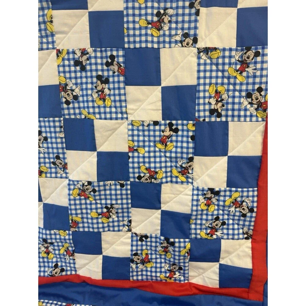 Handmade Baby Crib Quilt, Mickey Mouse Prints, 35